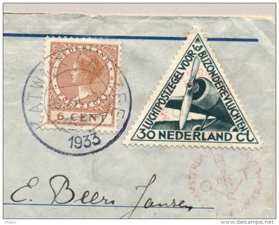 Nederland - Nederlands Indië - 1933 - LBnr BONDOWOSO/1 Op Postjager Vlucht Van Katwijk Aan Zee Naar Bondowoso - Nederlands-Indië