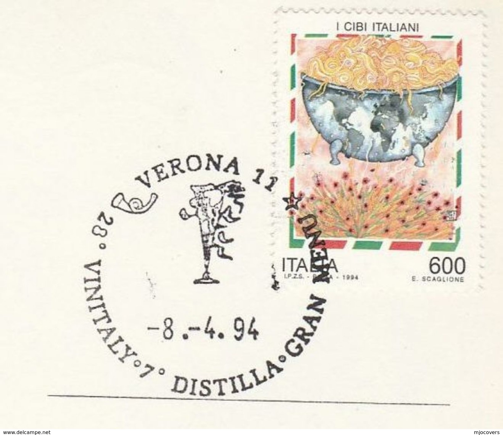 1994 Cover Verona VINTAGE WINE EXHIBITION  Event Alcohol Drink (postcard Christopher Colombus Exhibition) Italy Stamps - 1991-00: Marcophilia