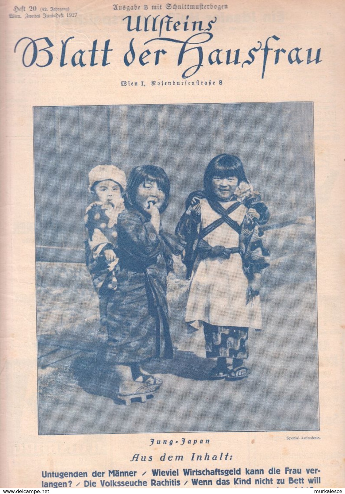 BLATT  Der HAUSFRAU  1927  JUNG  JAPAN - Moda