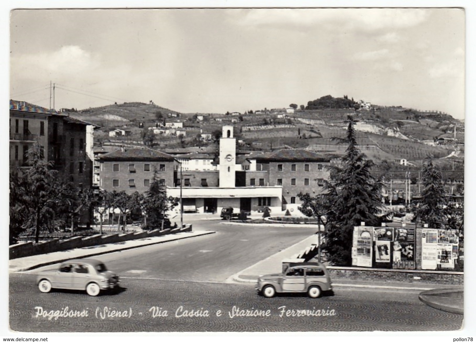 POGGIBONSI - SIENA - VIA CASSIA E STAZIONE FERROVIARIA - ANNI '50 - AUTOMOBILI - CARS - Siena