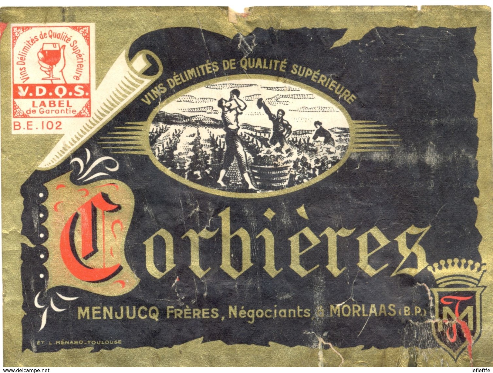 1494 - France - Corbières -V.D.Q.S. - Menjuca Frères - Négociants - Morlass Basses Pyrénées - Red Wines