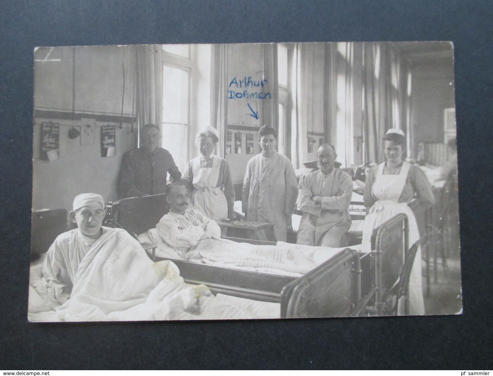 AK Echtfoto 1913 Krankenhaus / Krankenschwestern. Militär / Lazarett. Männer Im Krankenbett - Salud