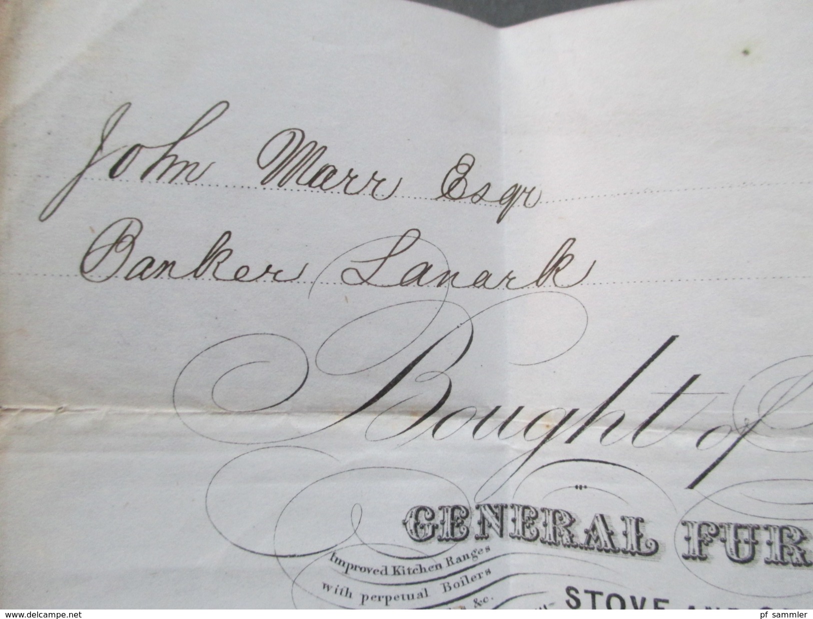 GB Stempelmarke / Fiskalmarke 1854 Mit Federzug / Paid. Edinburgh. James Gray & Son General Furnishing Ironmongers - Revenue Stamps