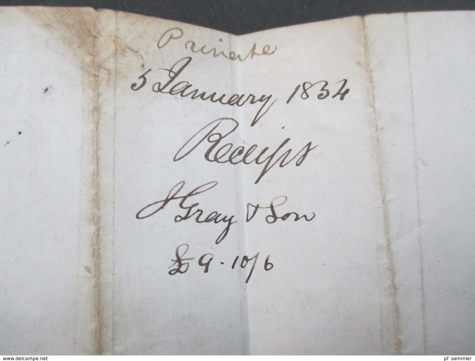 GB Stempelmarke / Fiskalmarke 1854 mit Federzug / paid. Edinburgh. James Gray & Son General Furnishing Ironmongers