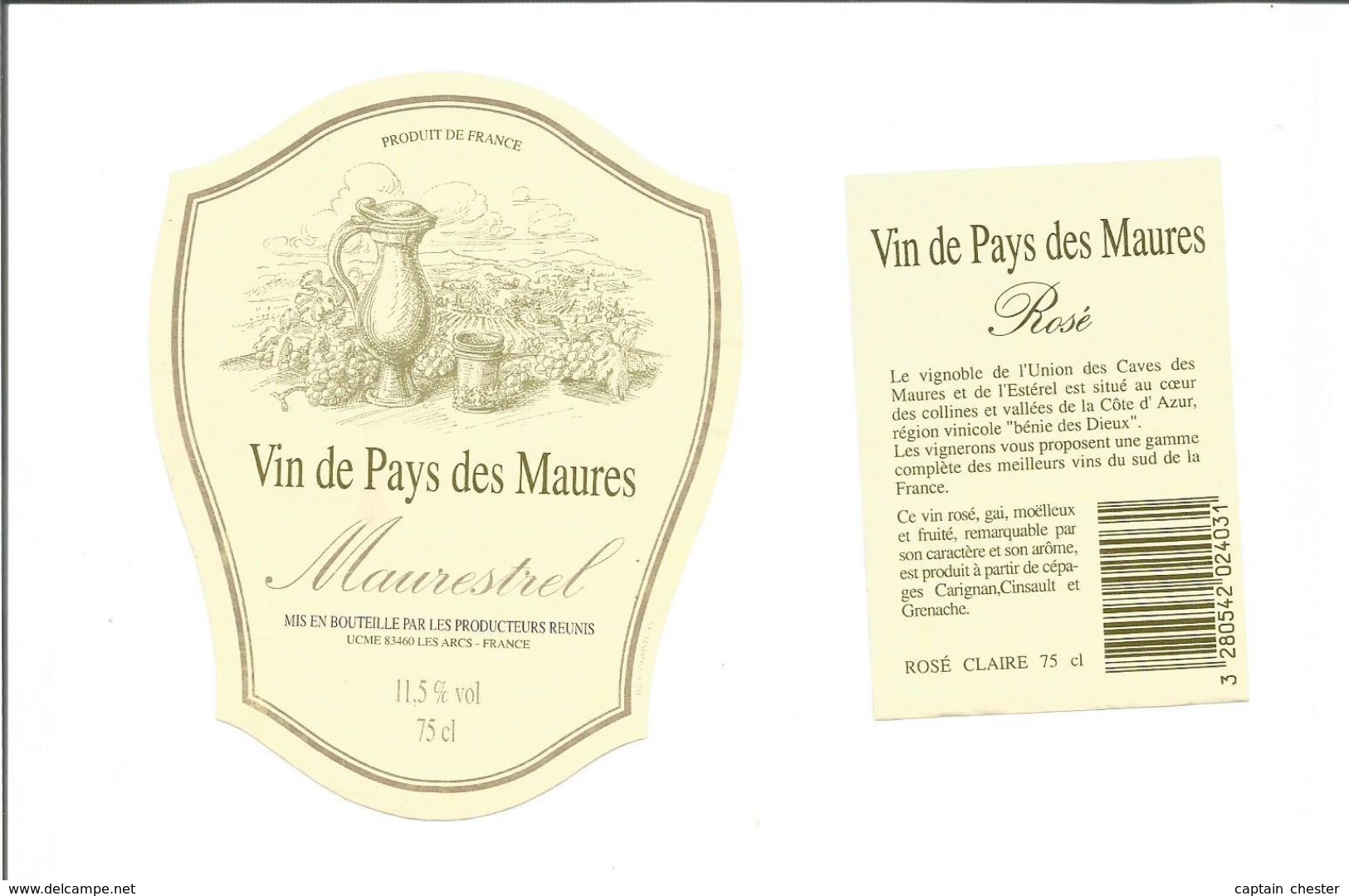 Etiquette De VIN De PAYS Des MAURES - Maurestel Rosé - Étiquettes De Forme Insolite