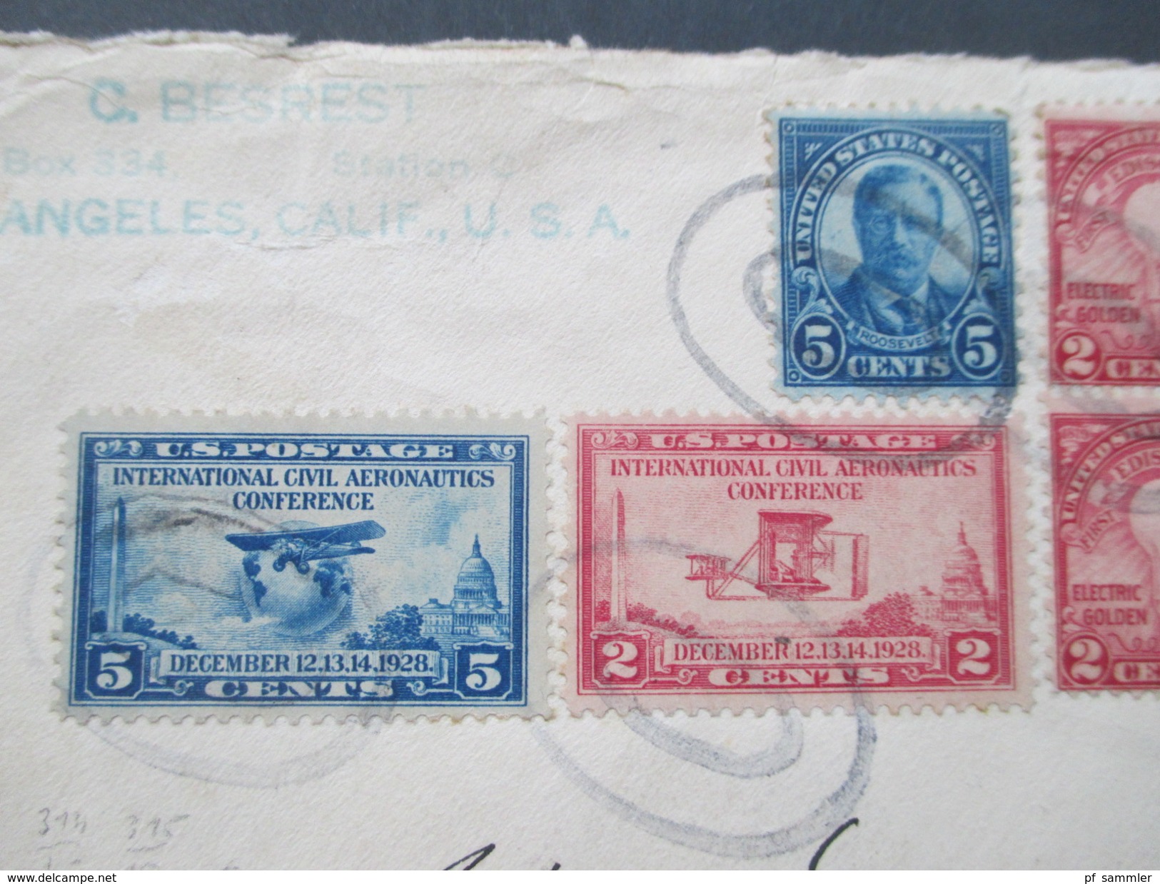 USA 1929 R-Brief Nr. 314 / 315 Internat. Zivilluftfahrt Konferenz Und 317 Als 4er Block! 11 Stempel / 11 Cancels! - Covers & Documents