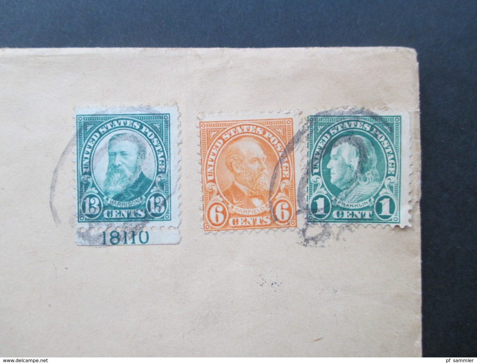 USA 1929 Ausgabe 1922 R-Brief Nr. 275 Mit Plattennummer!! MiF 8 Stempel / Eight Cancels!! Mit Siegel - Cartas & Documentos