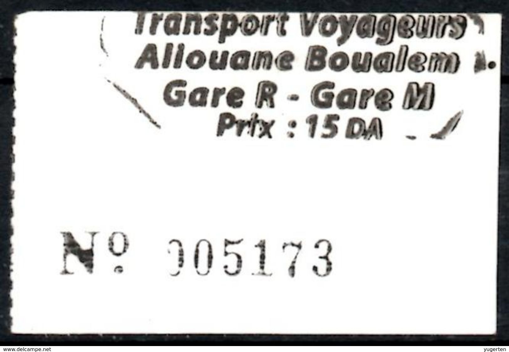 Ticket Transport Algeria Bus - Trajet : Gare Jijel  - Billete De Autobús Biglietto Dell'autobus - Mondo
