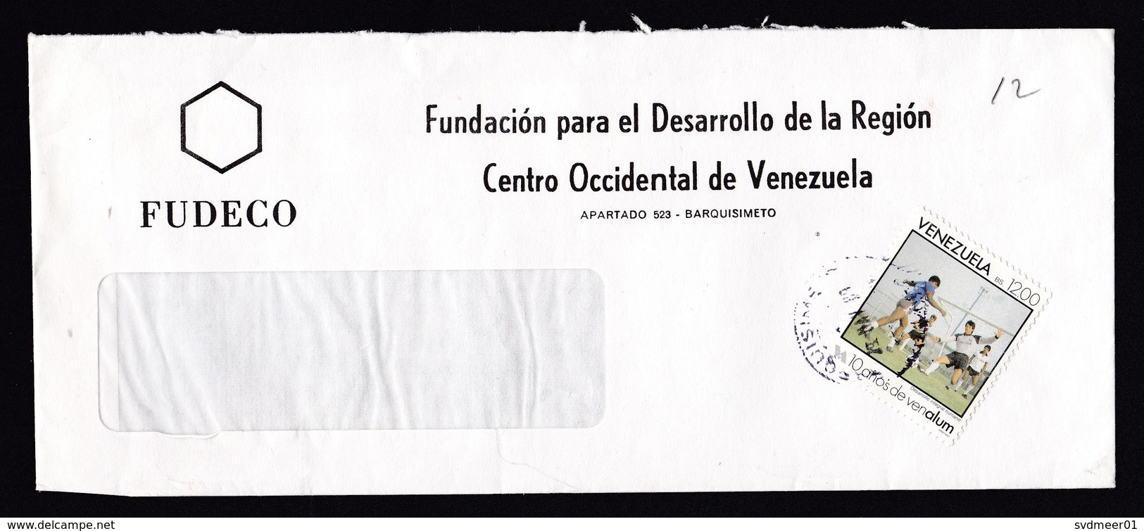 Venezuela: Cover, 1989, 1 Stamp, Soccer, Football, Sports, Rare Real Use (traces Of Use) - Venezuela