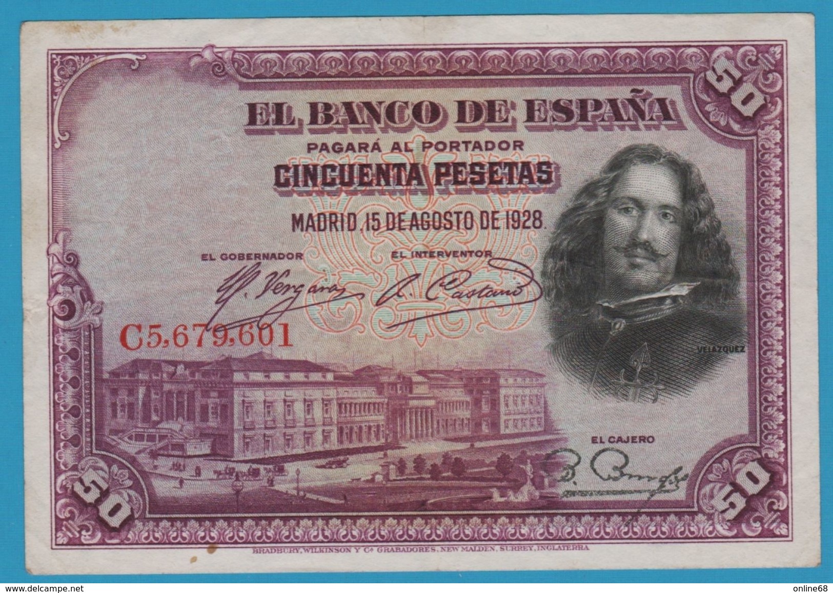 ESPANA 	50 Pesetas 15.08.1928 Serie C5.679.601 P# 75b - 50 Peseten