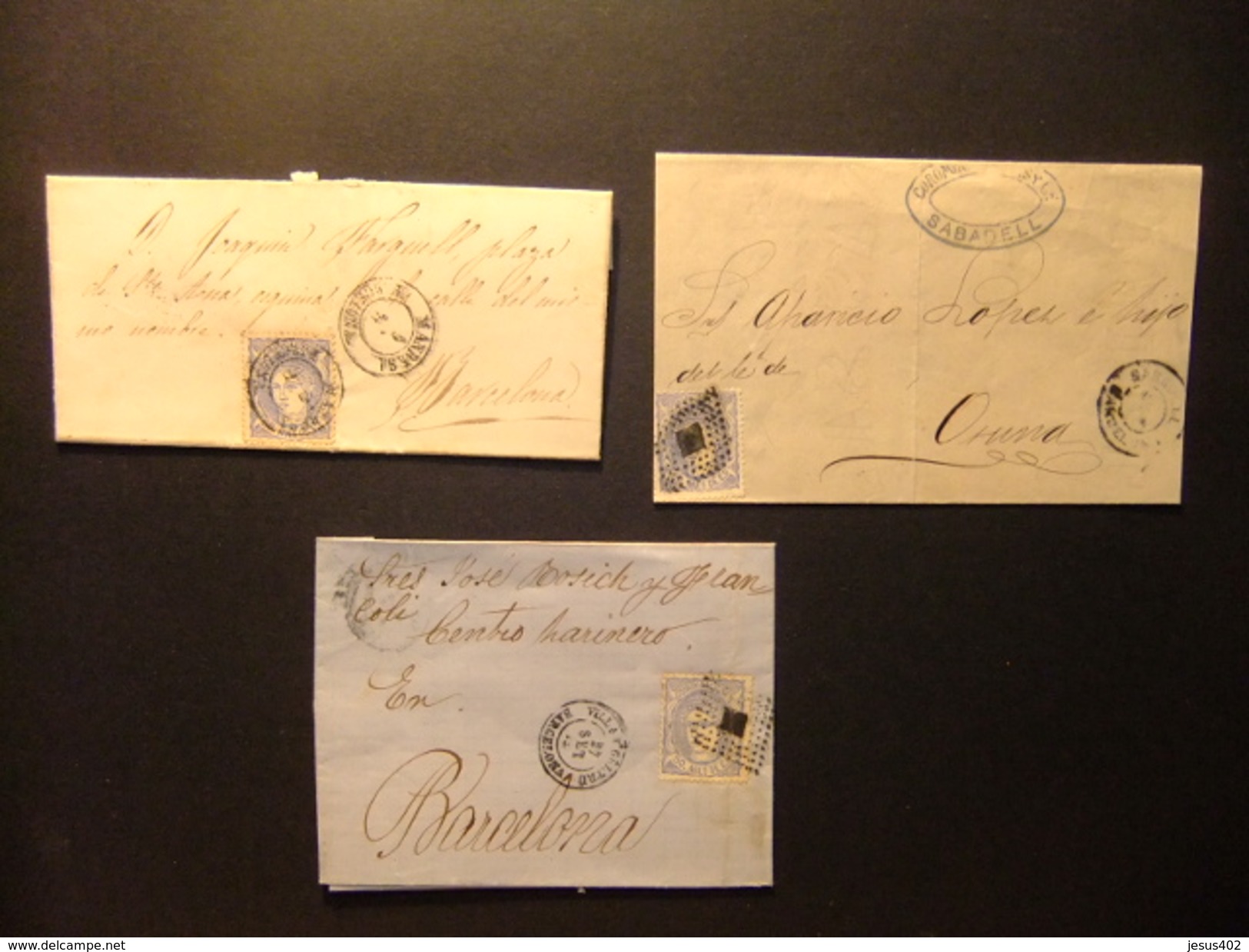 España Espagne Cartas Circuladas1865/1870 Lot De 11 Pièces 4 Cuartos Et 50 Millièmes. - Cartas & Documentos