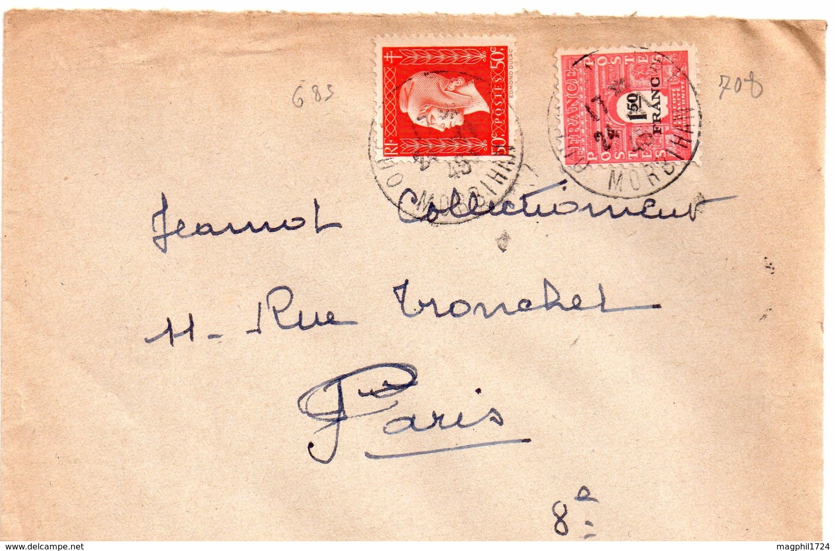 Lettre  Pour  La France  1945 - 1944-45 Arc De Triomphe