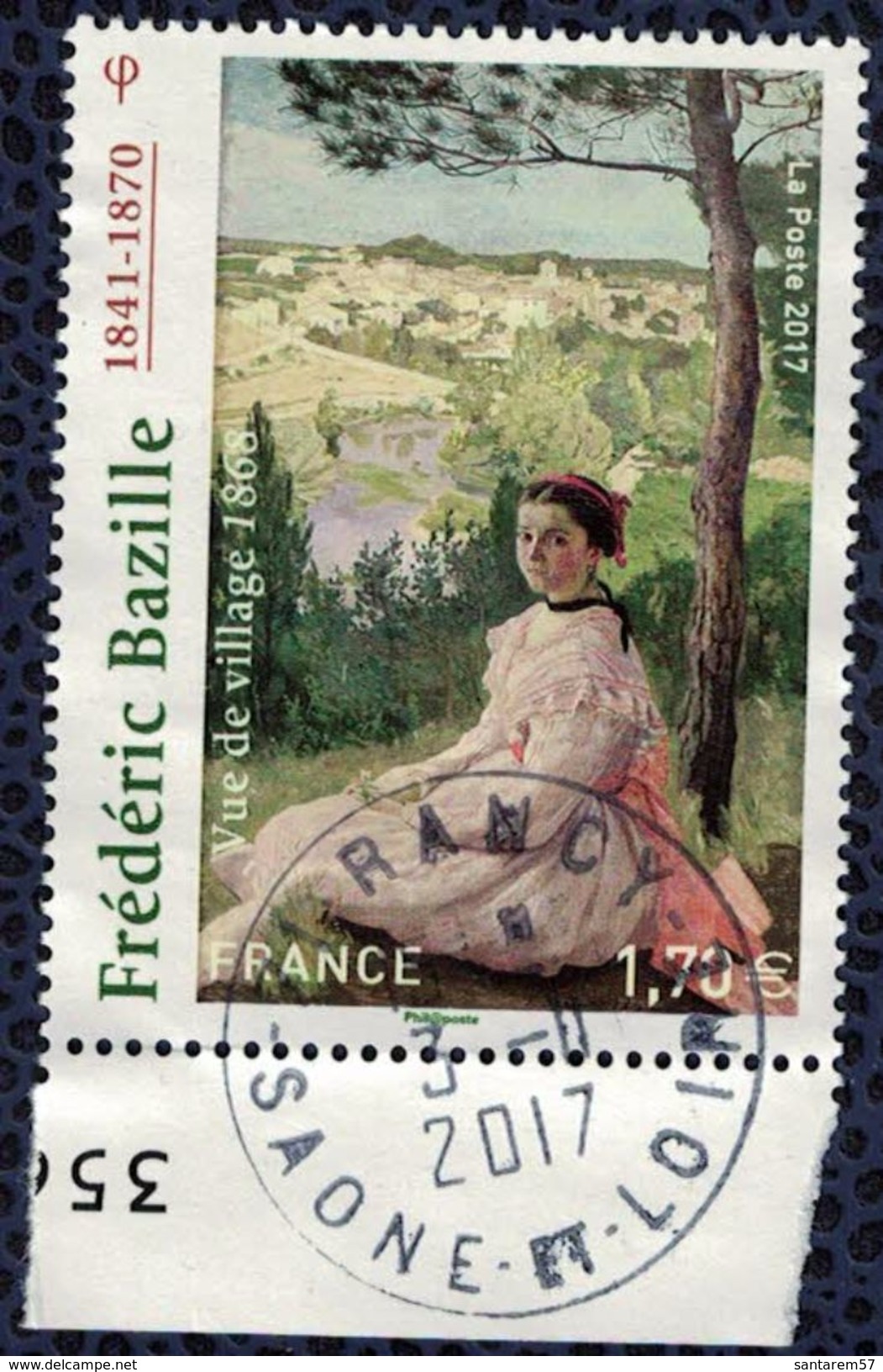 France 2017 Oblitéré Rond Used Frédéric Bazille Vue De Village Y&T 5122 - Gebraucht