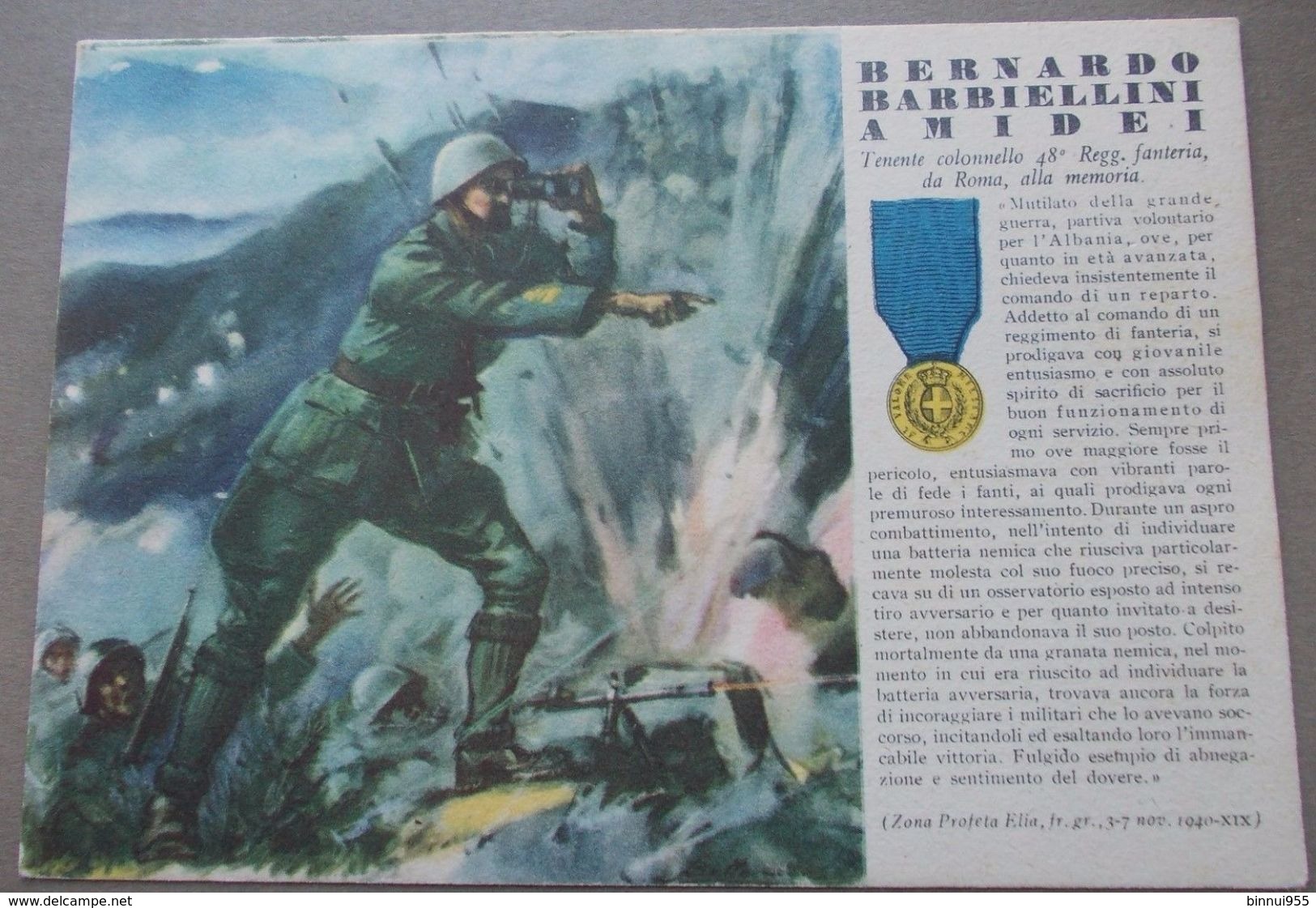 Militare LE MEDAGLIE D'ORO DI QUESTA GUERRA N. 15 BERNARDO AMIDEI Non Viaggiata - Guerre 1939-45