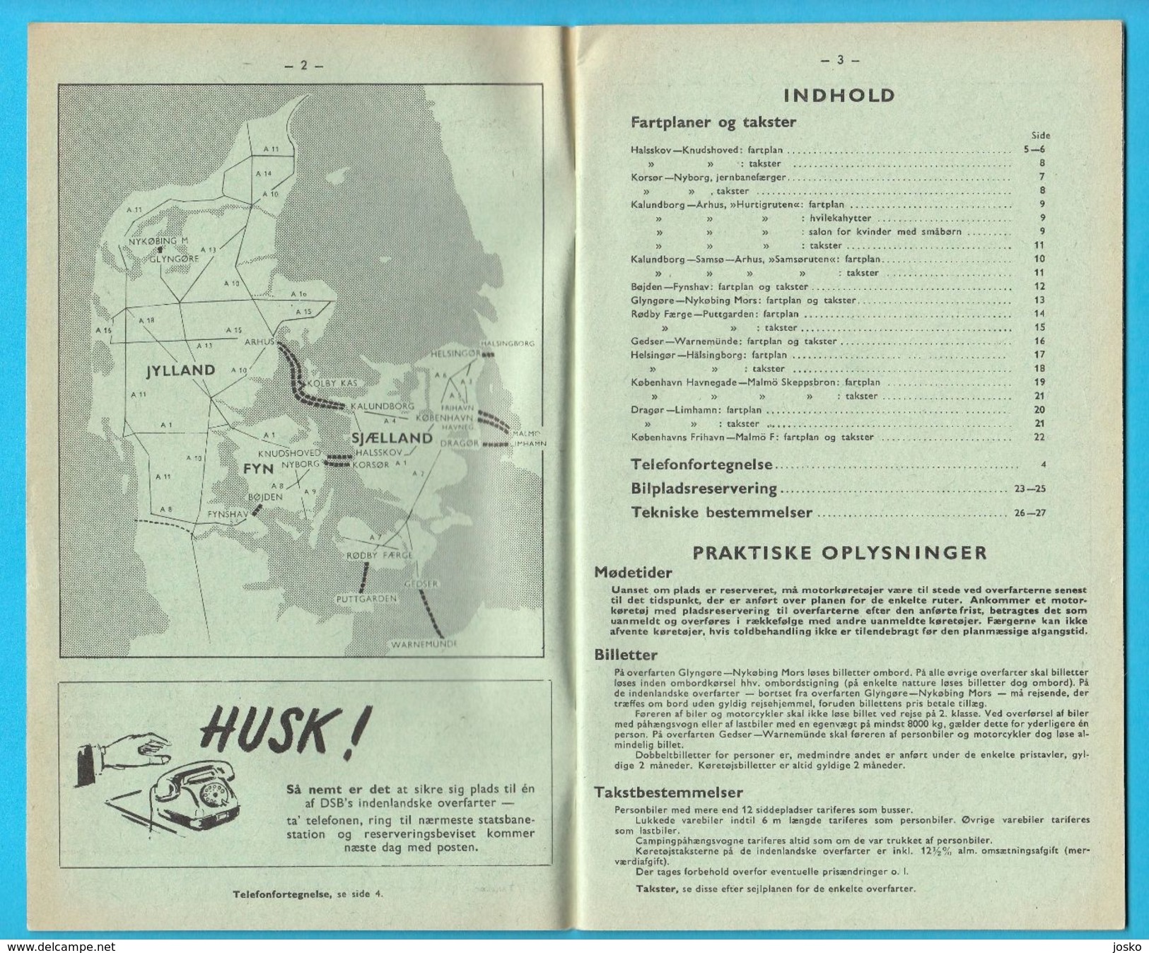 DENMARK STATE RAILWAYS ( DSB ) - FERRIES ... 1970. ( Summer ) TIMETABLE + PRICE LIST * 32. Pages * Excellent * Danmark - Other & Unclassified