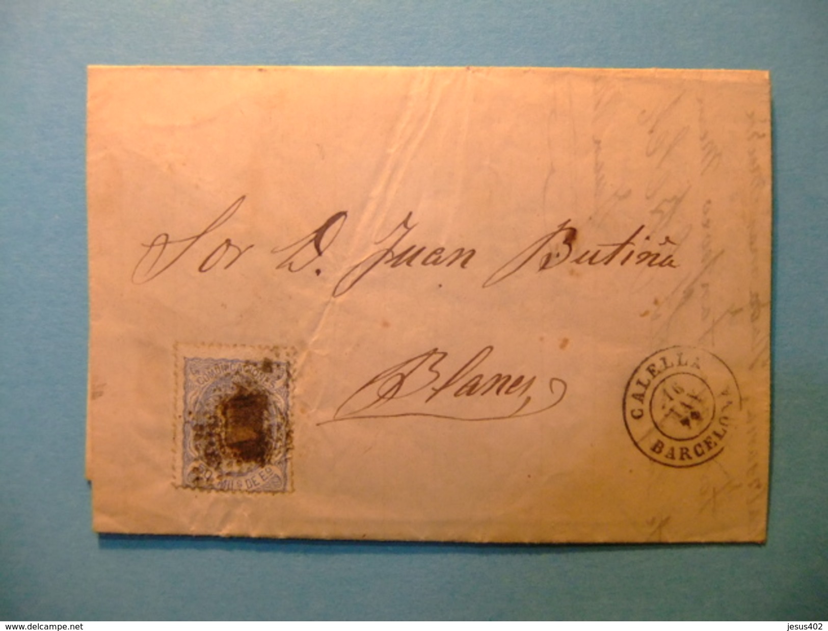 España Espagne Carta Circulada 14 / 5 /1872 Calella A Blanes Edifil 107 - Cartas & Documentos