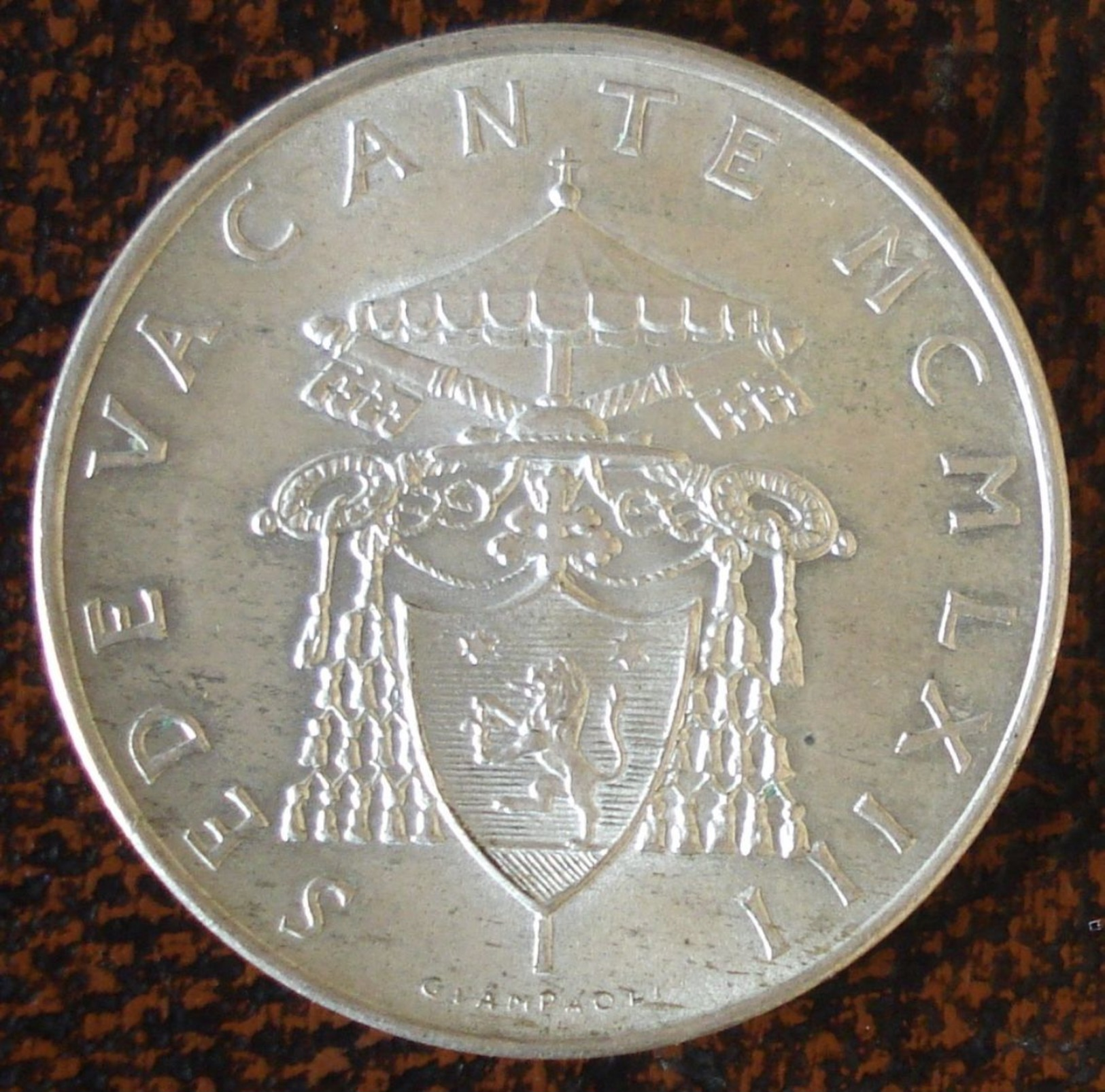 (J) VATICAN CITY: Silver 500 Lire Sede Vacante 1963 AU (1507) SALE!!! - Vaticano (Ciudad Del)