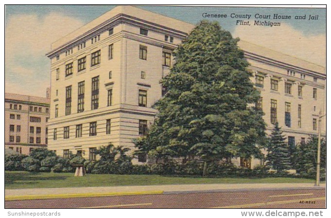 Michigan Flint Genesee County Court House And Jail Curteich - Flint