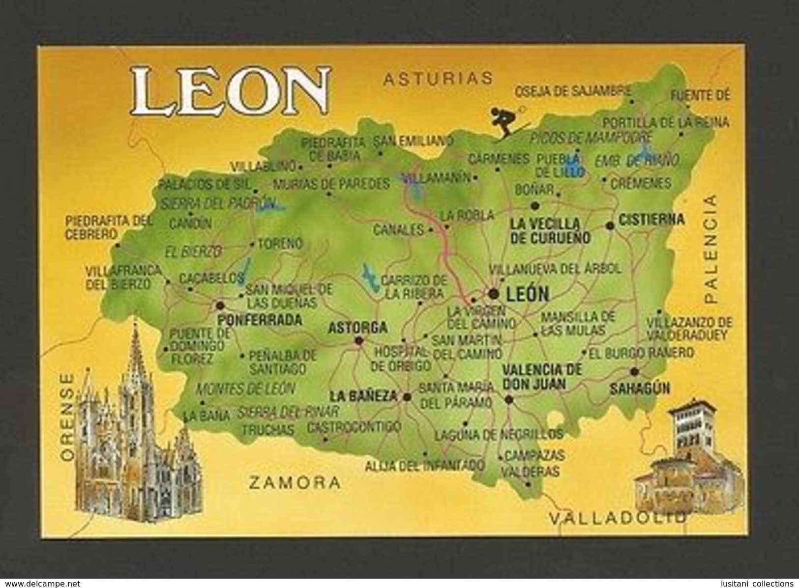 POSTCARD MAPS MAP LEON SPAIN ESPAÑA ESPAGNE LEÓN ASTORGA PONTEFERRADA   Z1 - Other & Unclassified