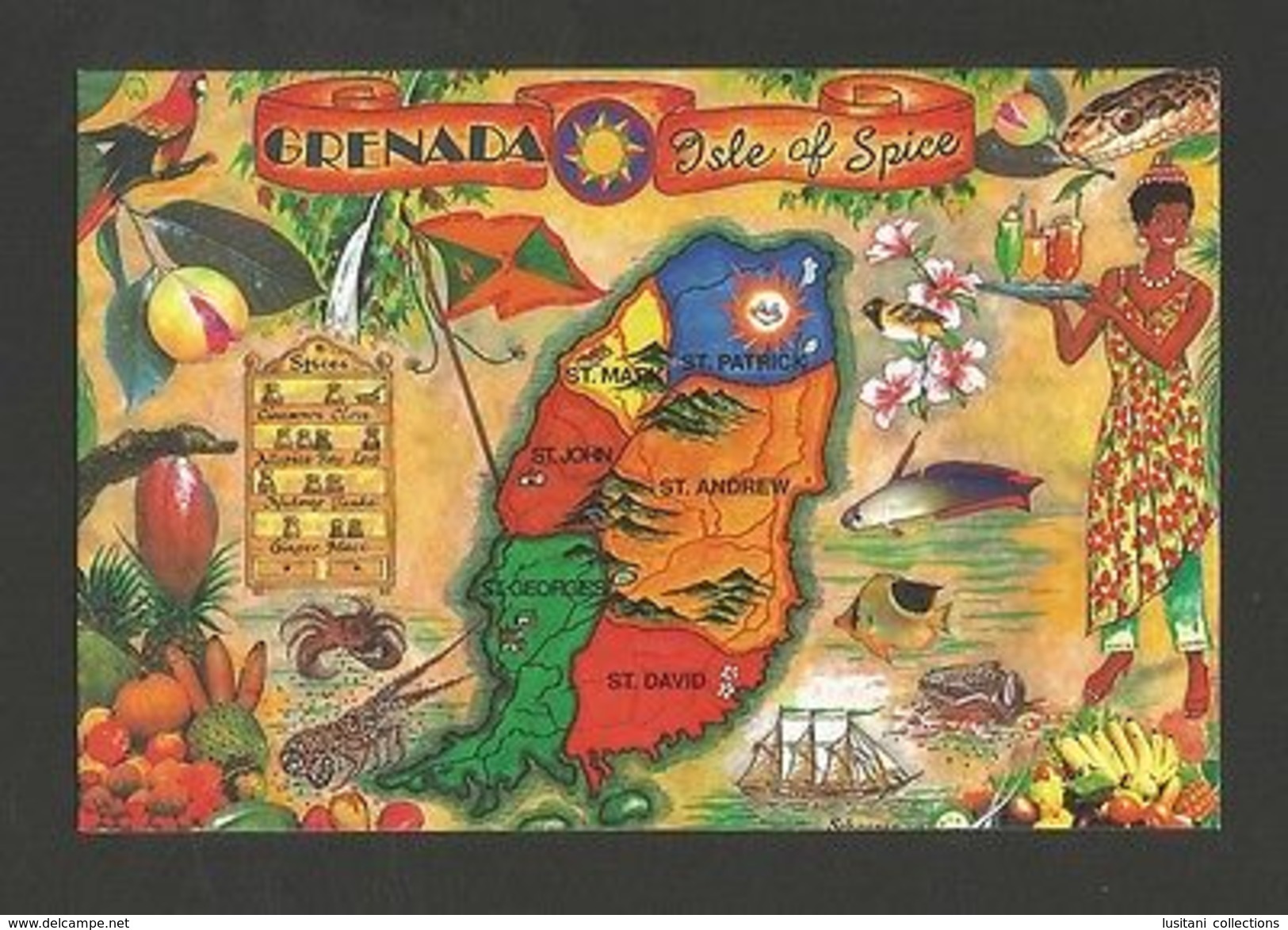 Art POSTCARD MAPS MAP GRENADA ISLE OF SPICE - CARIBBEAN  Z1 - Other & Unclassified