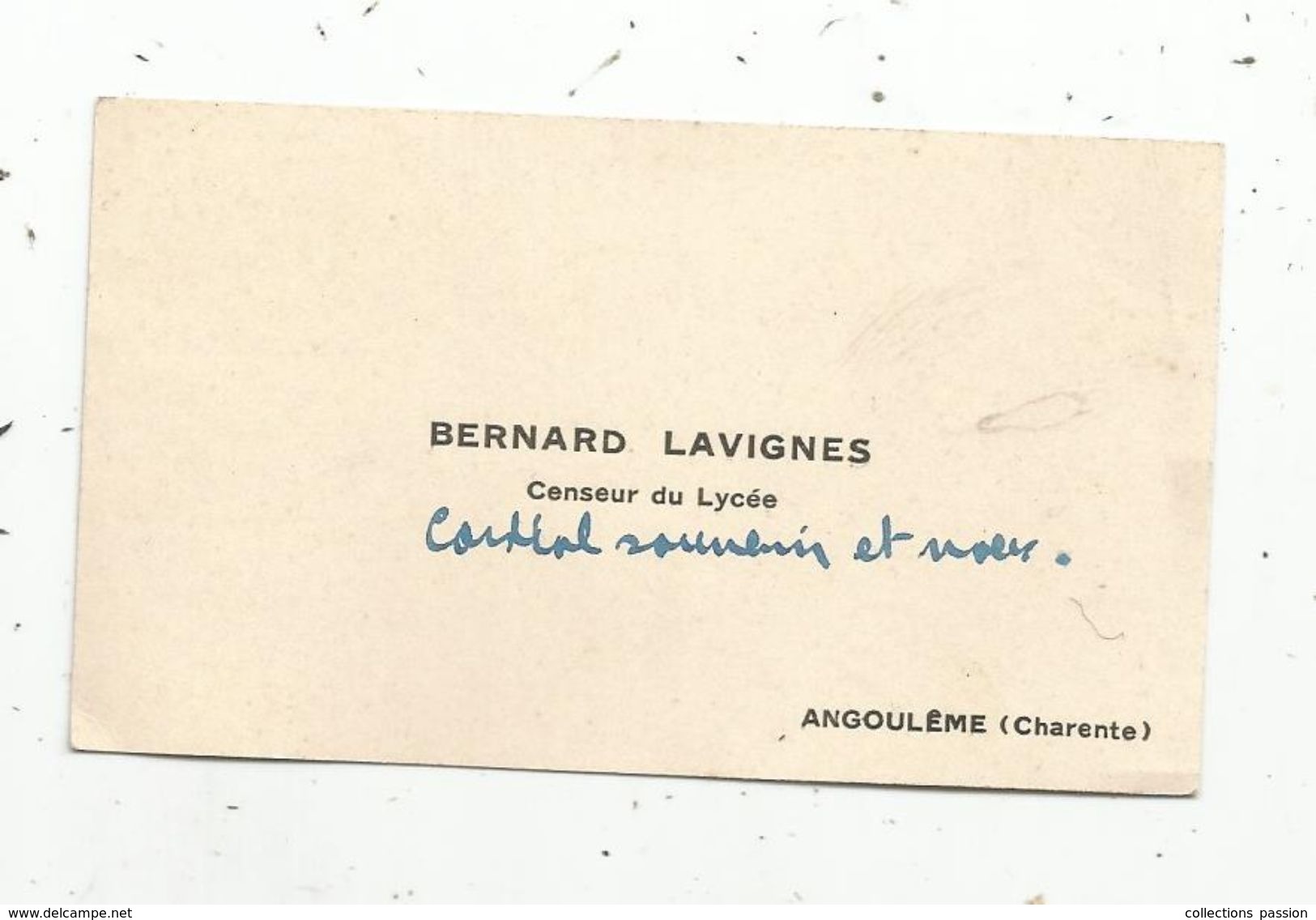 Carte De Visite , Censeur Du Lycée , ANGOULÊME , CHARENTE , école - Visiting Cards