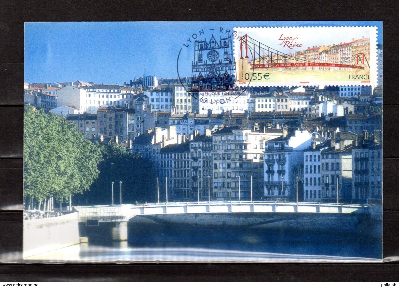 " LYON / PASSERELLE DE SAINT-GEORGES / PONT " Sur Carte Maximum Souple De 2008. N° YT 4171. Parfait état. CM - Brücken