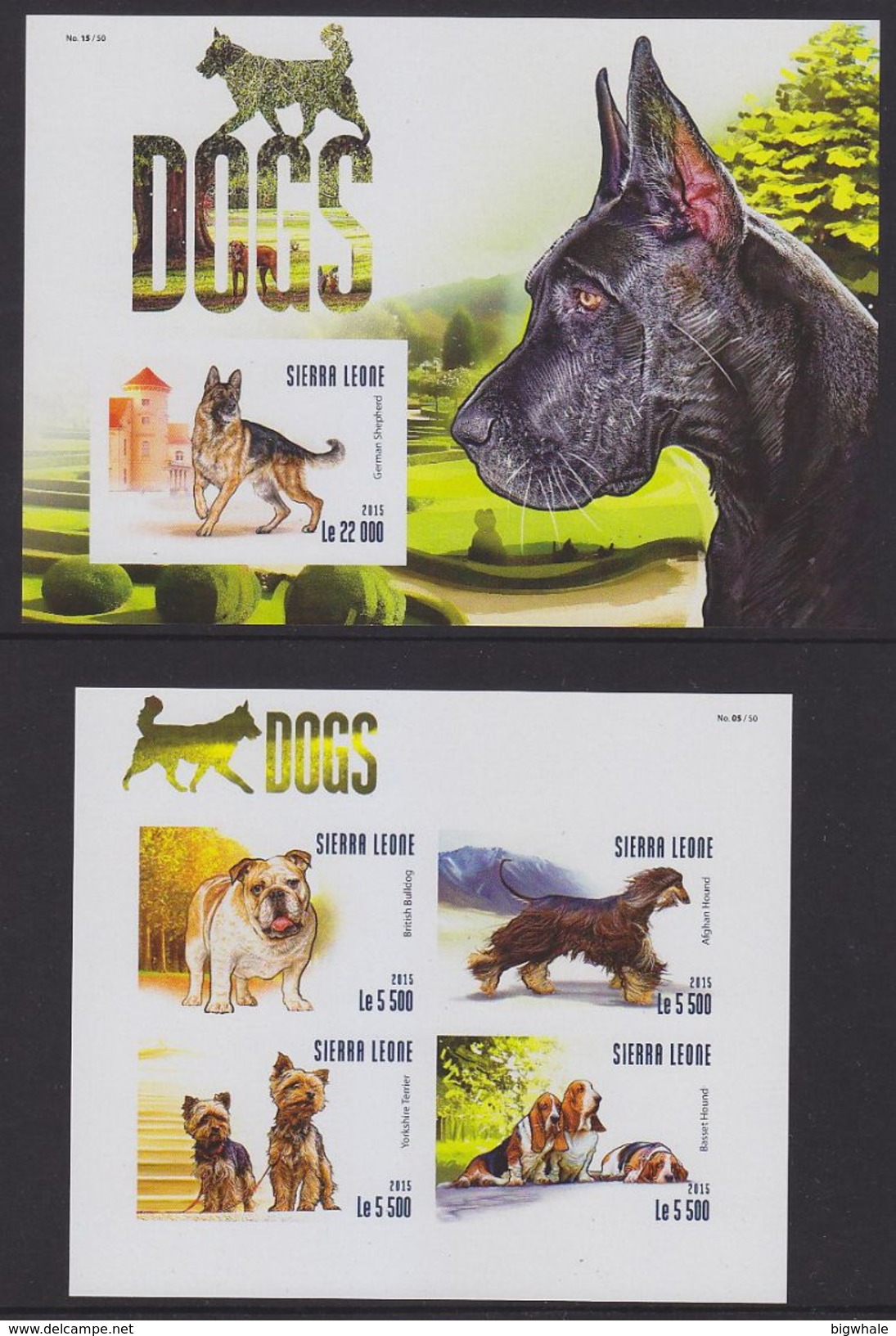 Sierra Leone 2015 Dog Chien MNH 1SS+1sheet Imperforate - Sierra Leone (1961-...)