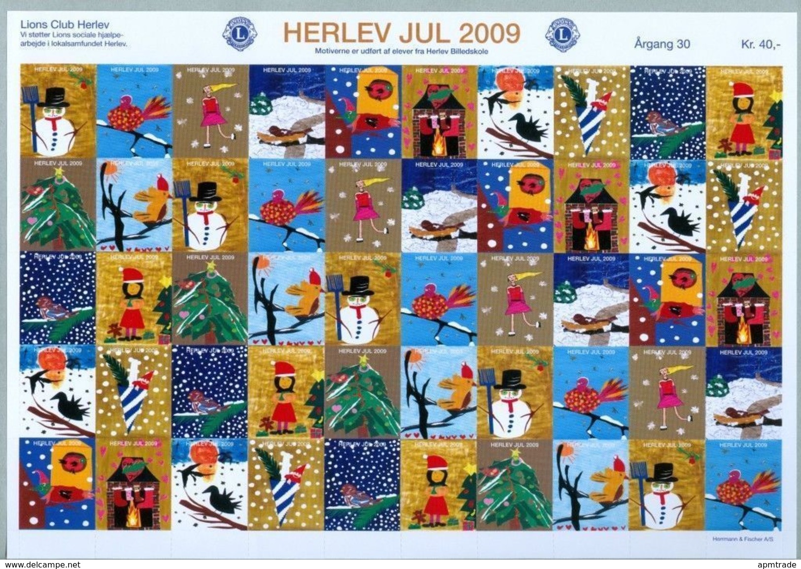 Denmark. Christmas Sheet Mnh 2009. Lions Club. Local Herlev. Art. - Ganze Bögen