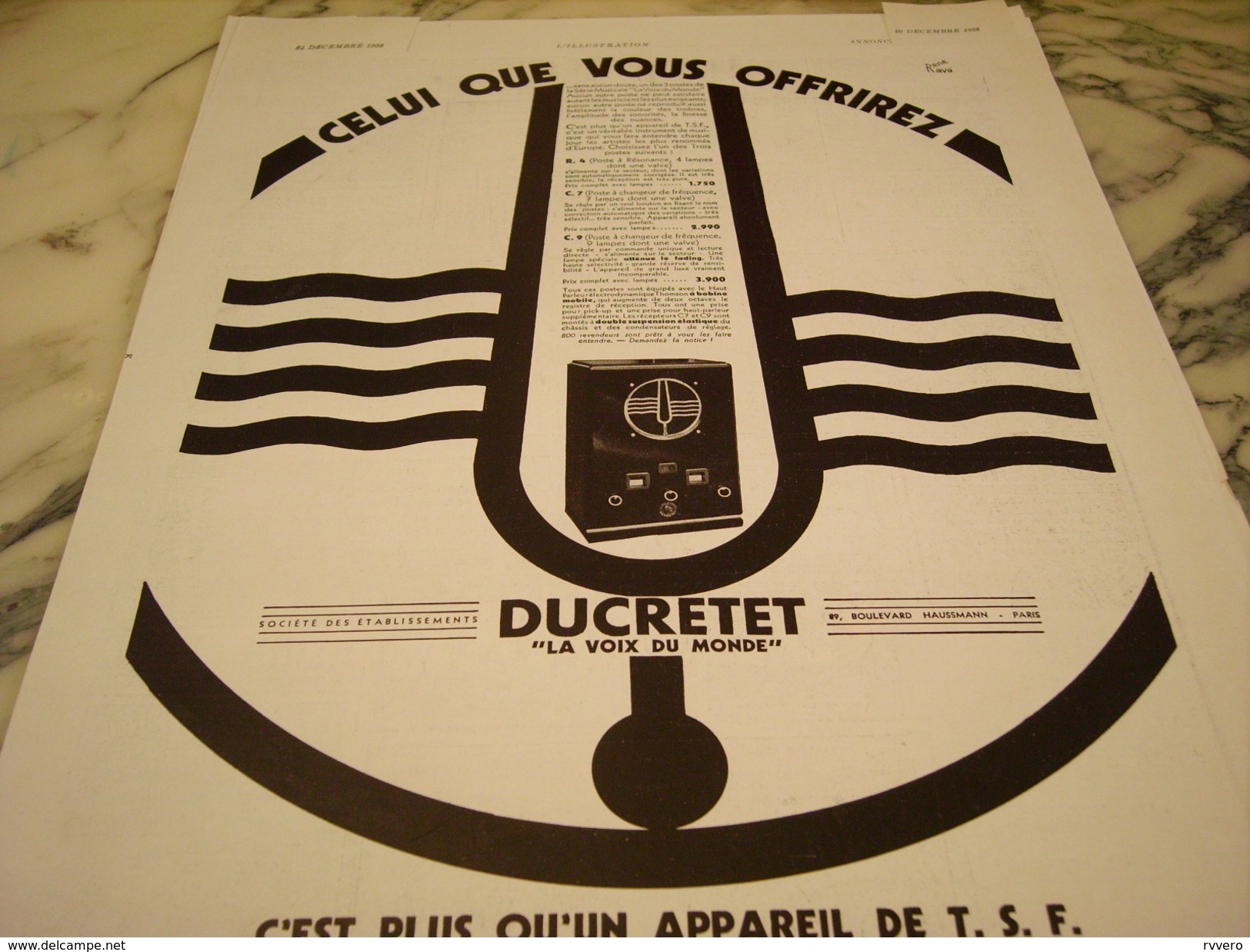 ANCIENNE PUBLICITE APPAREIL TSF DUCRETET 1932 - Autres & Non Classés