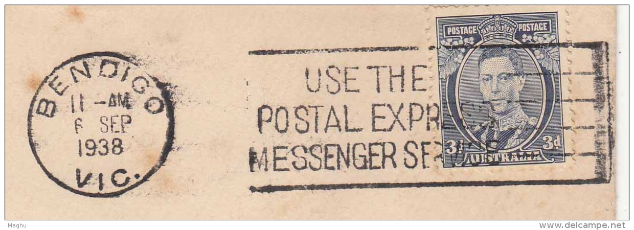 Slogan 'Used Postal Express Messenger Service', Australia To Aden, Cover 1938 Used , KGVI Series - Storia Postale