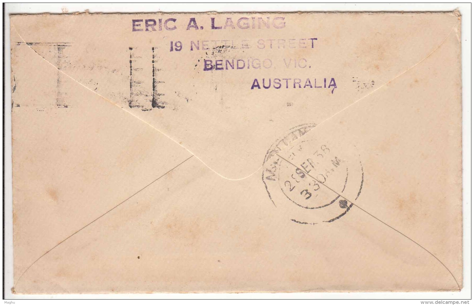 Slogan 'Used Postal Express Messenger Service', Australia To Aden, Cover 1938 Used , KGVI Series - Storia Postale