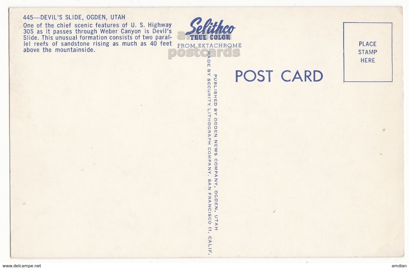 USA, Ogden UT, Devil's Slide At Weber Canyon, C1950s Unused Vintage Utah Chrome Postcard M8788 - Ogden