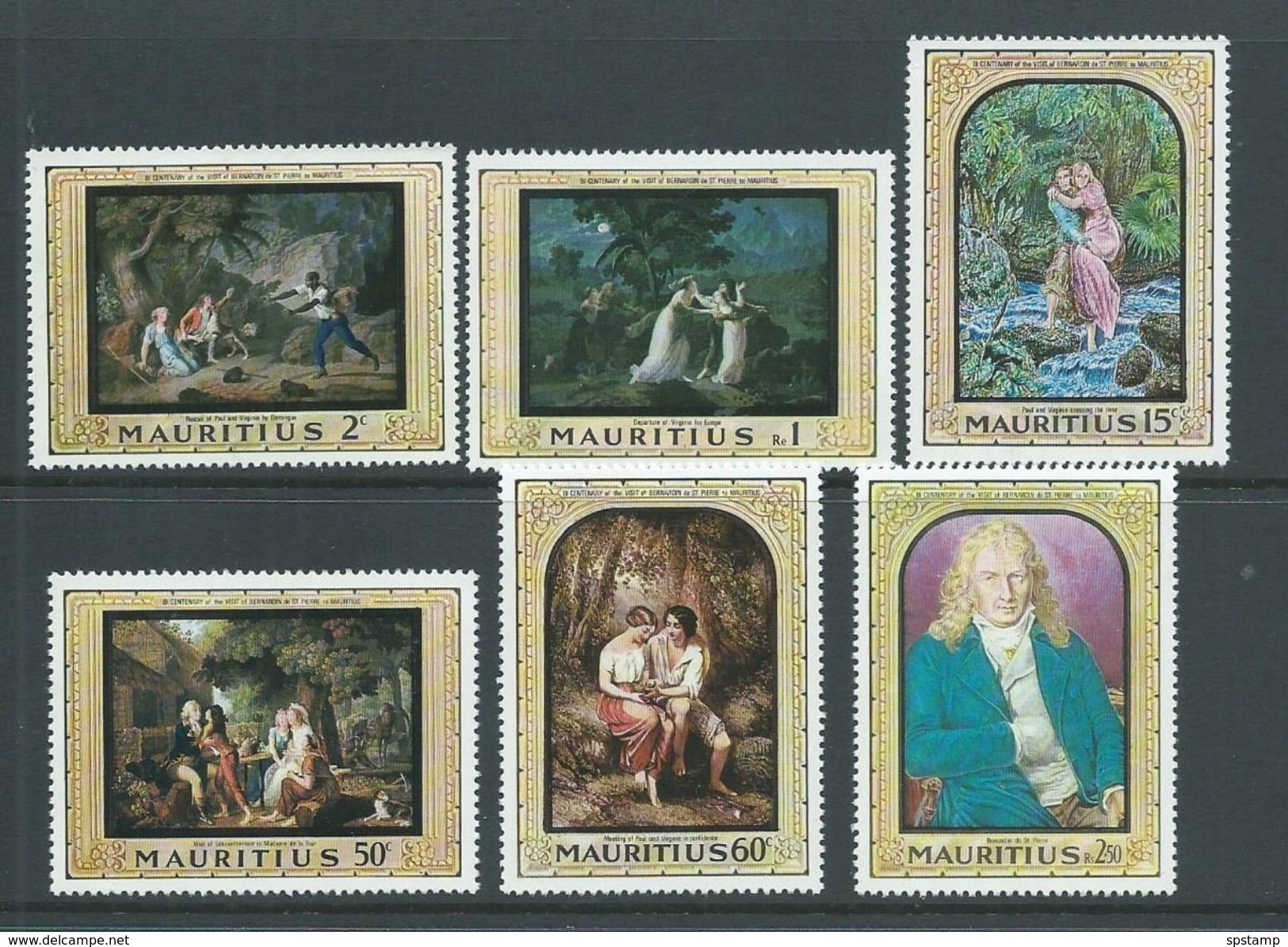 Mauritius 1968 Bernardin De St Pierre Paintings Set Of 6 MNH - Mauritius (1968-...)