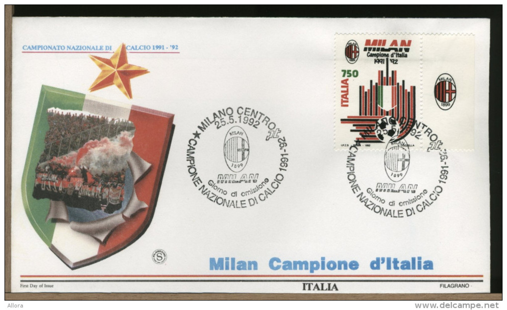 ITALIA  -   FDC  Filagrano    -  MILAN   Campione  D'Italia  1991-'92 - FDC