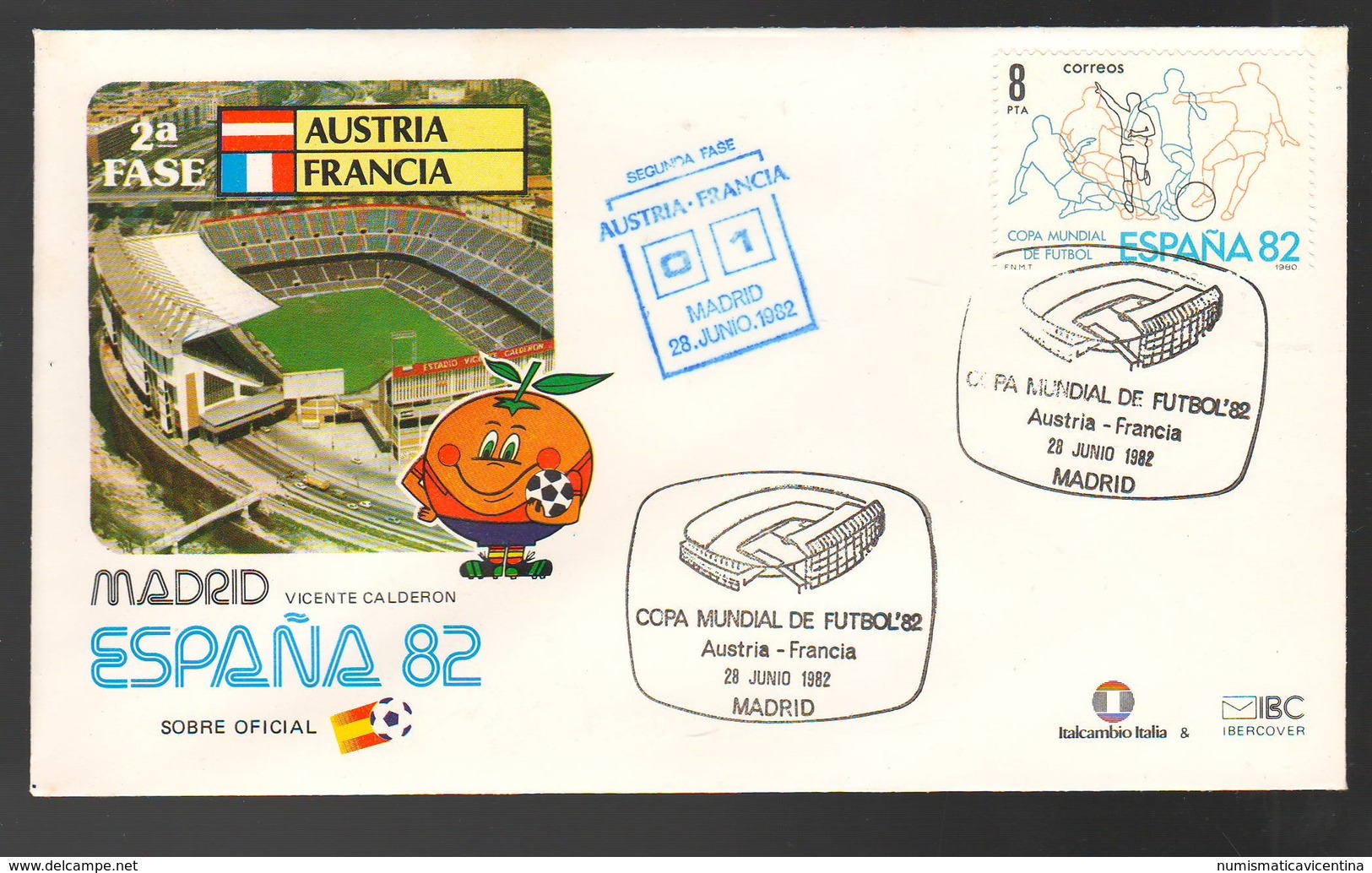 Espana Spagna Mundial Futbol Madrid 1982 Austria > Francia  FDC Football Soccer Calcio - FDC