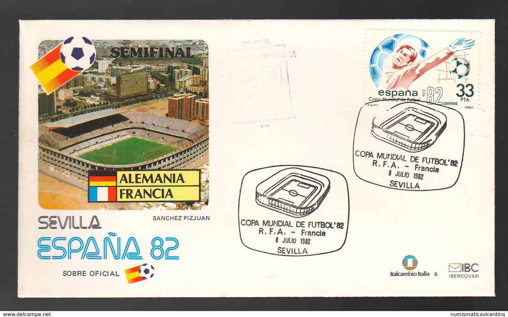 Espana Spagna Mundial Futbol Sevilla 1982 Germania > Francia Semifinale FDC Football Soccer Calcio - FDC