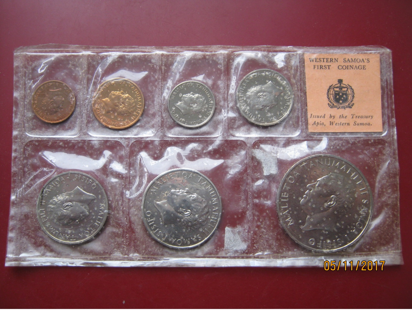 Western Samoa 1967 7 Coin Set 1 Sene - 1 Tala Dollar In Sealed Pack First Decimal Coinage UNC 2 - Samoa