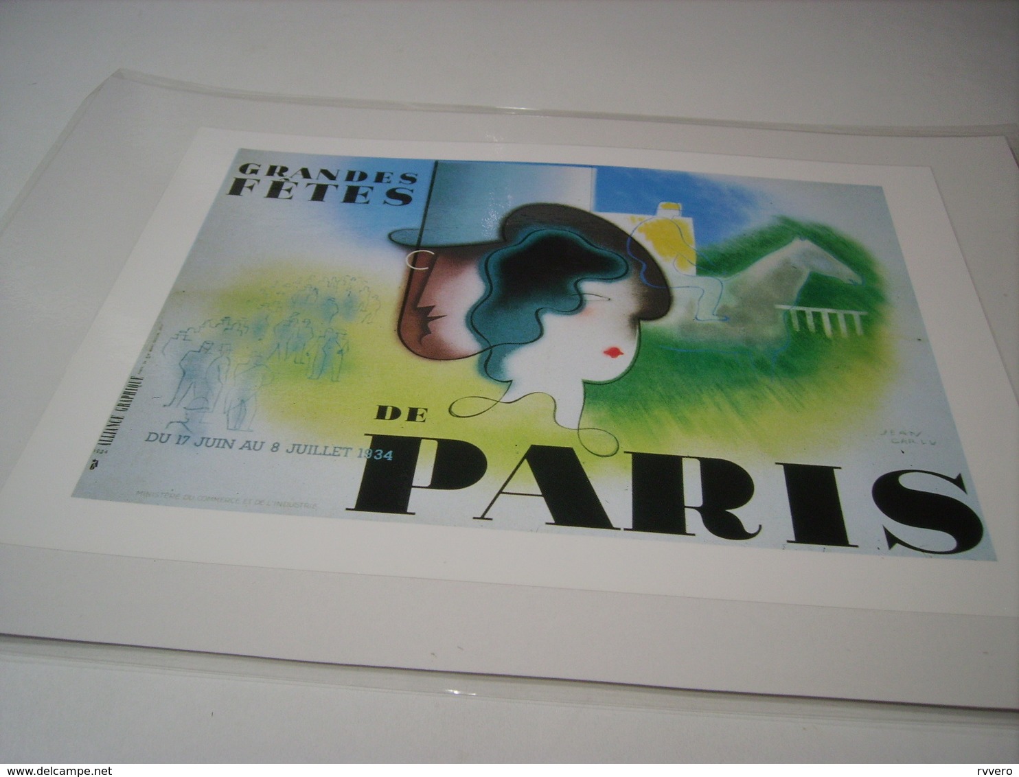 ANCIENNE PUBLICITE  ART DECO DE JEAN CARLU GRANDES FETE DE PARIS 1934 - Autres & Non Classés