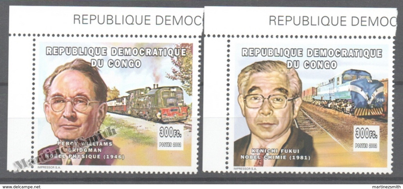 Democratic Republic Of Congo  2002 Yvert 1560-61, Personality. Nobel Prize Laureates And Locomotives  - MNH - Nuevos