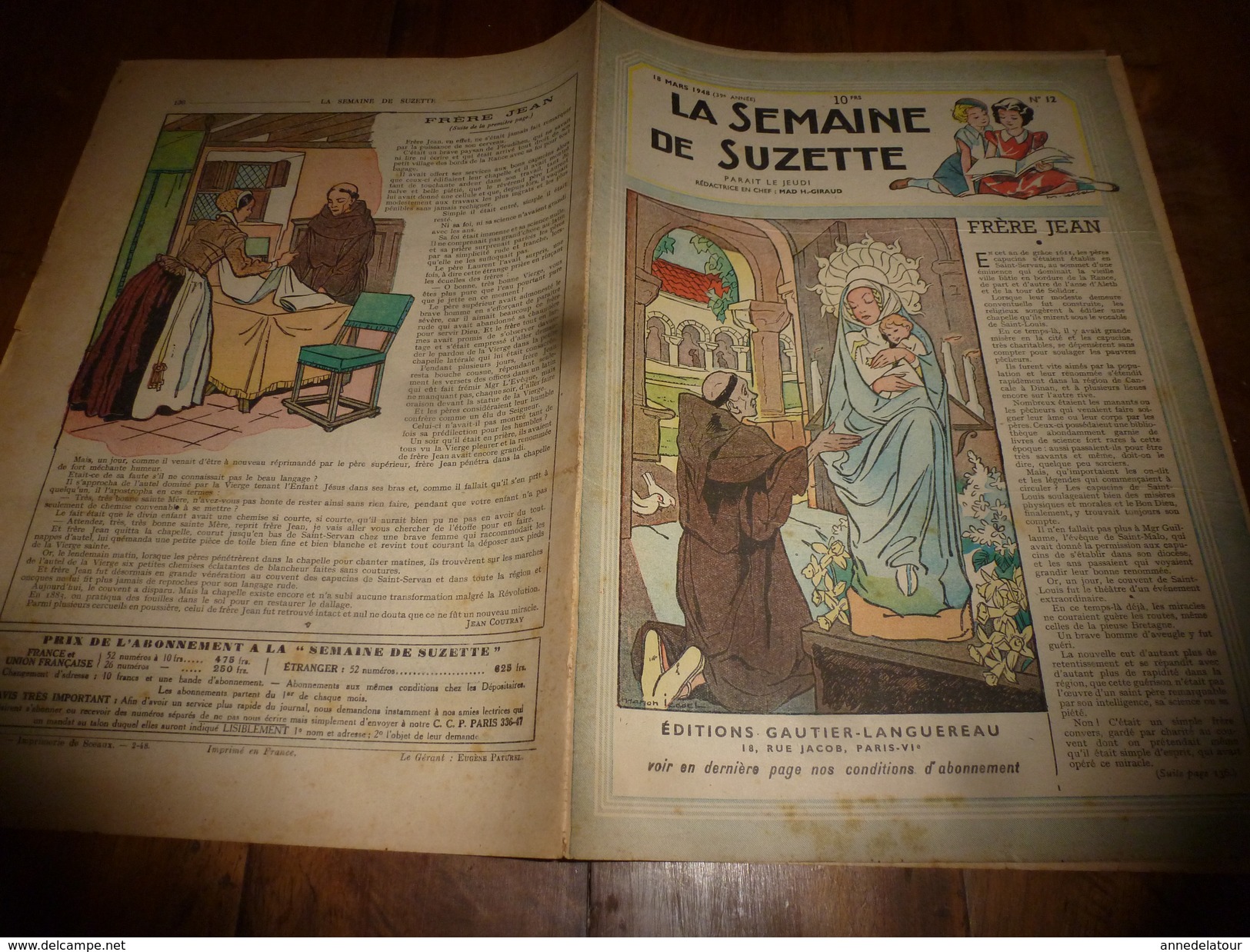 1948  LSDS (La Semaine De Suzette) :Frère JEAN; Les Petits POULBOTS Au Cinéma ;  Les Petits Ennuis De Bécassine;etc - La Semaine De Suzette