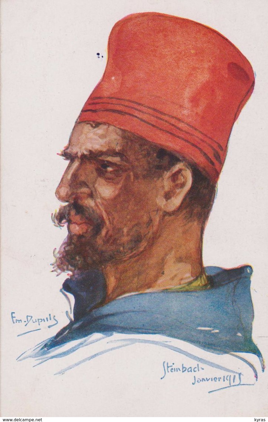 MILITARIA . Guerre 14-18 . NOS POILUS . Portrait De Spahi . Steinbach Janvier 1915 . Illust. Emile DUPUIS - Guerre 1914-18