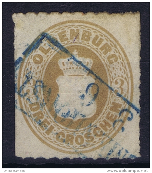 Oldenburg: Mi Nr 19 B   Obl./Gestempelt/used  Blaustempel Durchstich 10 - Oldenbourg