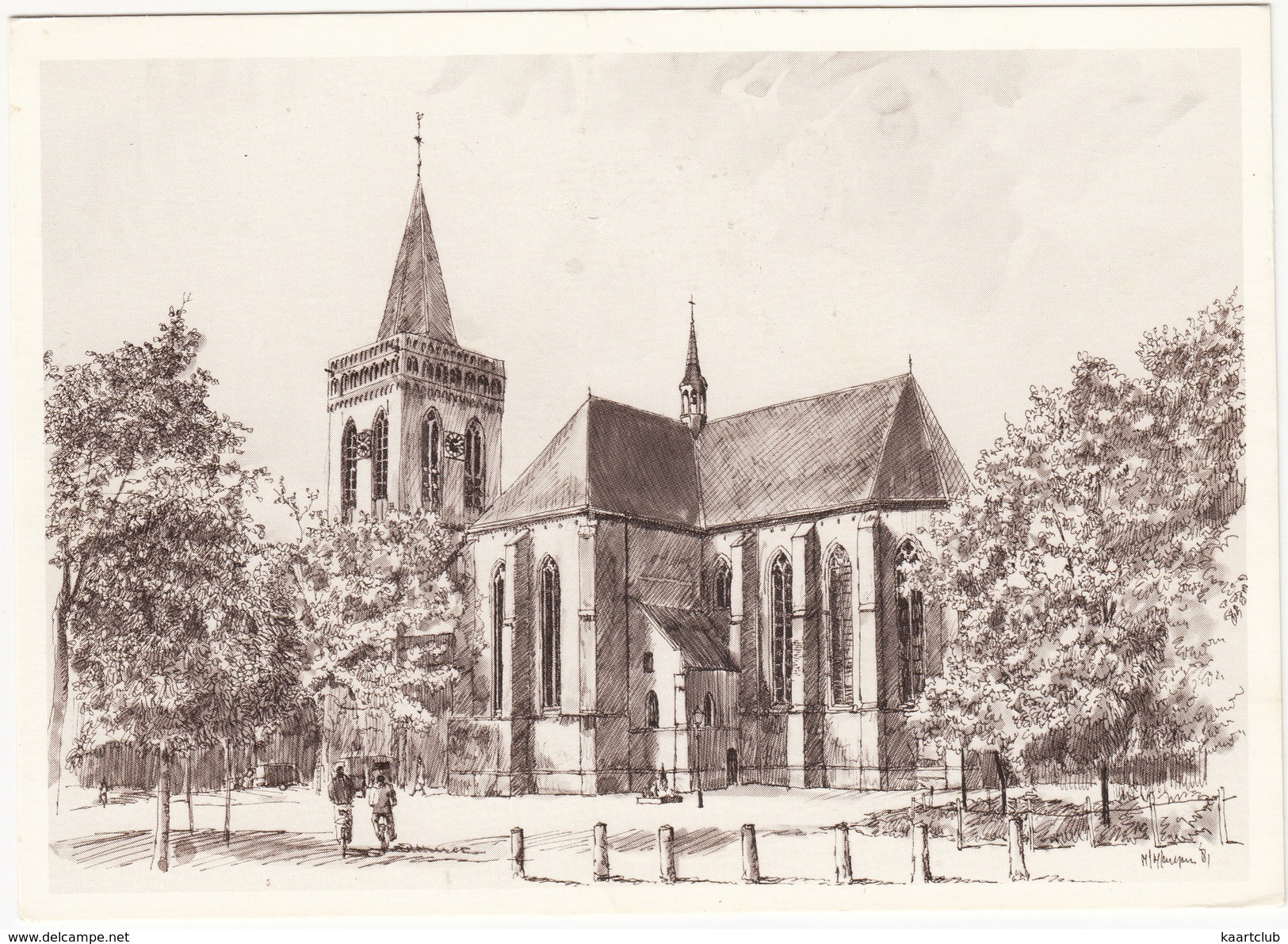 Ede - Ned. Hervormde Kerk (ca. 1200) - (Tekening: Marinus Jansen) -  (Gelderland) - Ede