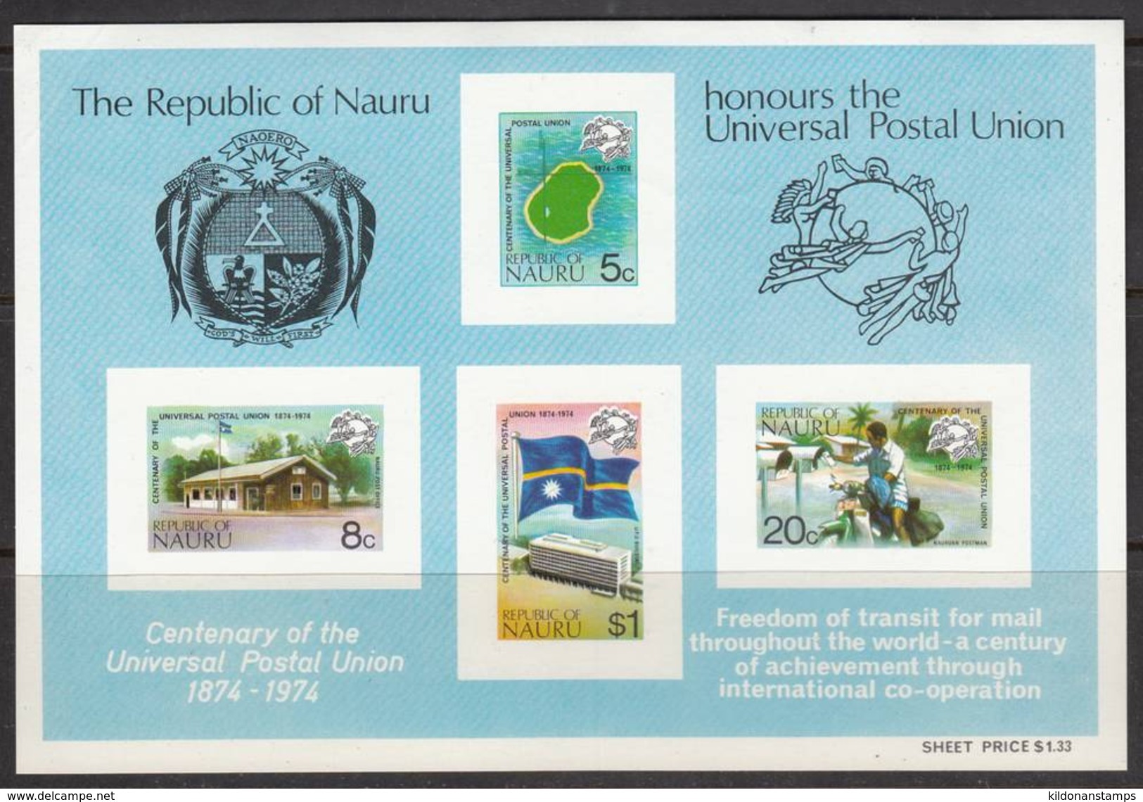 Nauru 1974 Minisheet, Mint No Hinge, Sc# 117a, SG 126 - Nauru