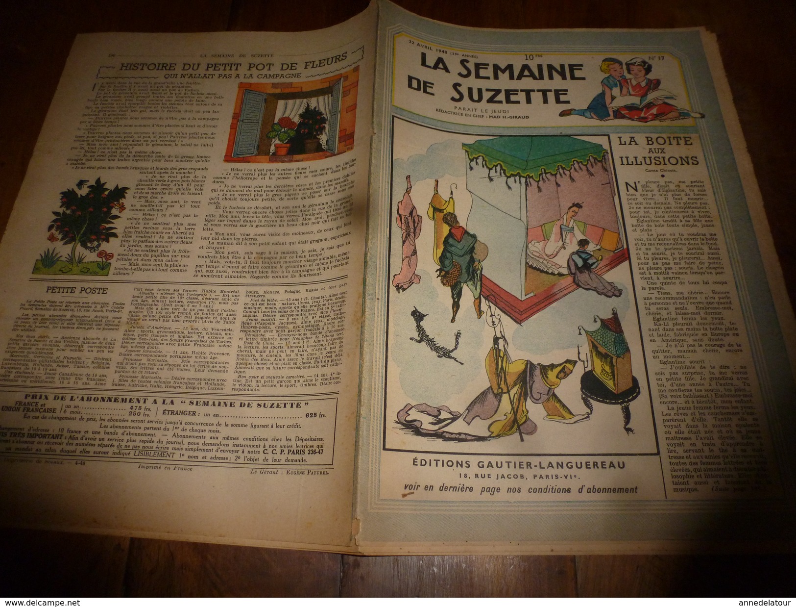 1948  LSDS :Boite Aux ILLUSIONS ; Bécassine; Très Bons Amis ---->Le Jeune Garçon Et Le Petit âne  (photo New-York Times) - La Semaine De Suzette