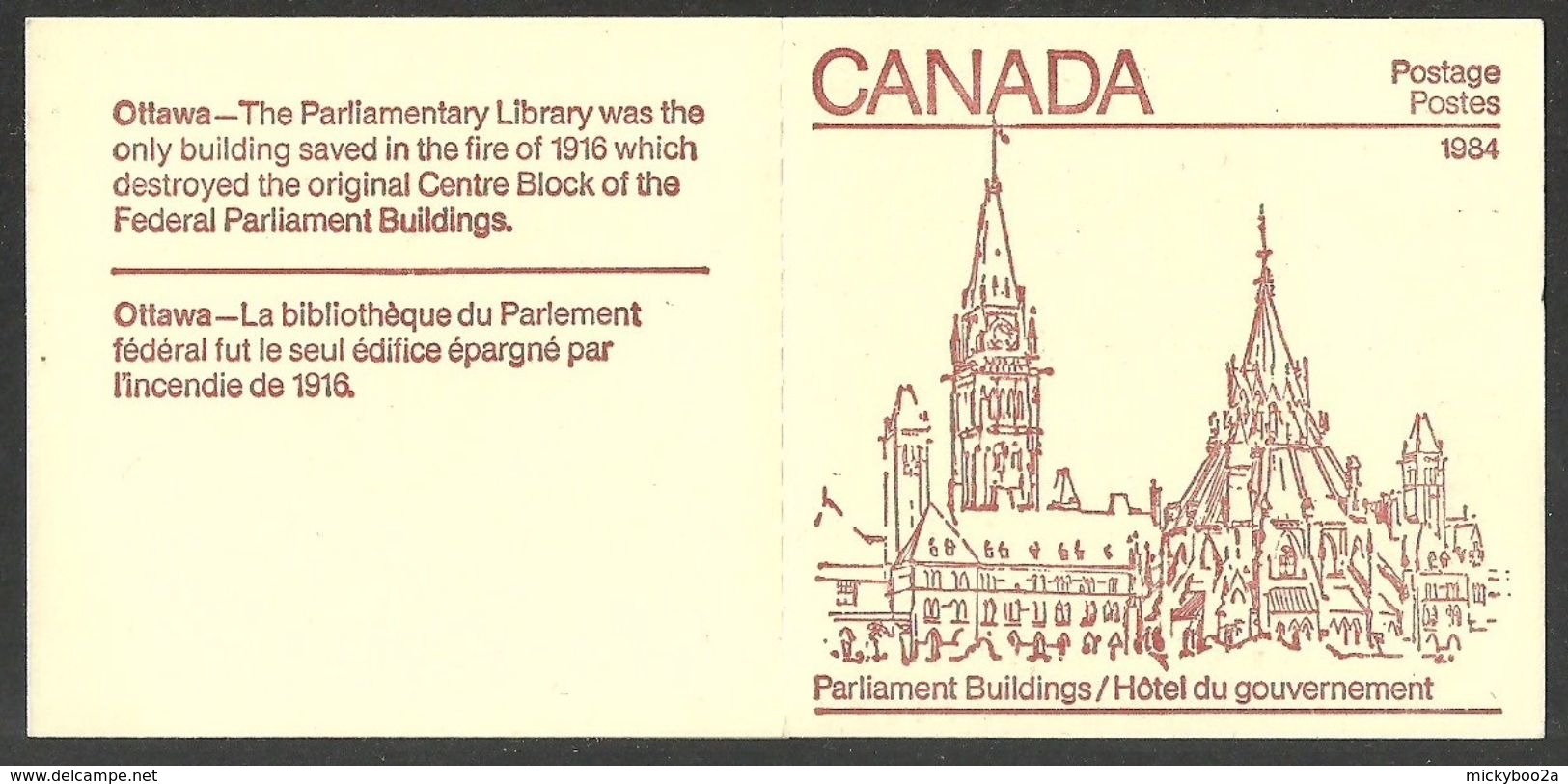 CANADA 1984 PARLIAMENT BOOKLET MAPLE LEAVES MNH - Unused Stamps