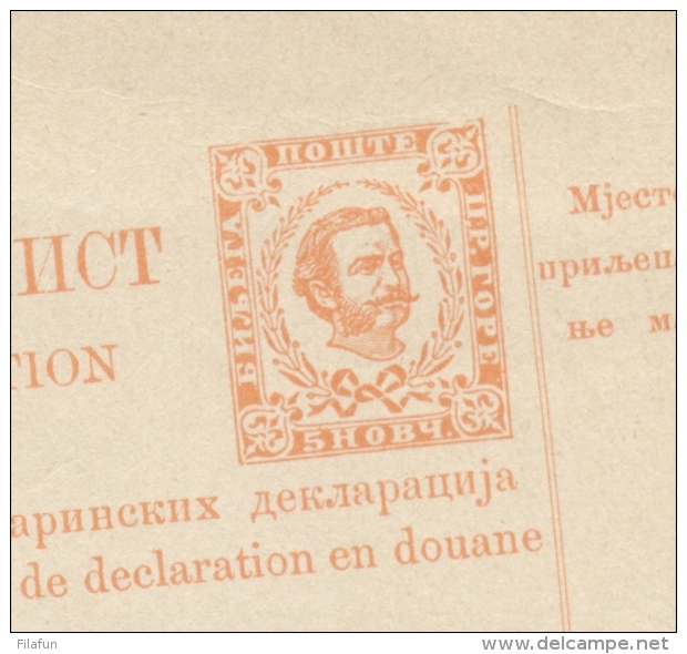 Montenegro - 1897 - 5 Nkr Paketkarte - Shifted Print On Frontside - Not Used - Montenegro