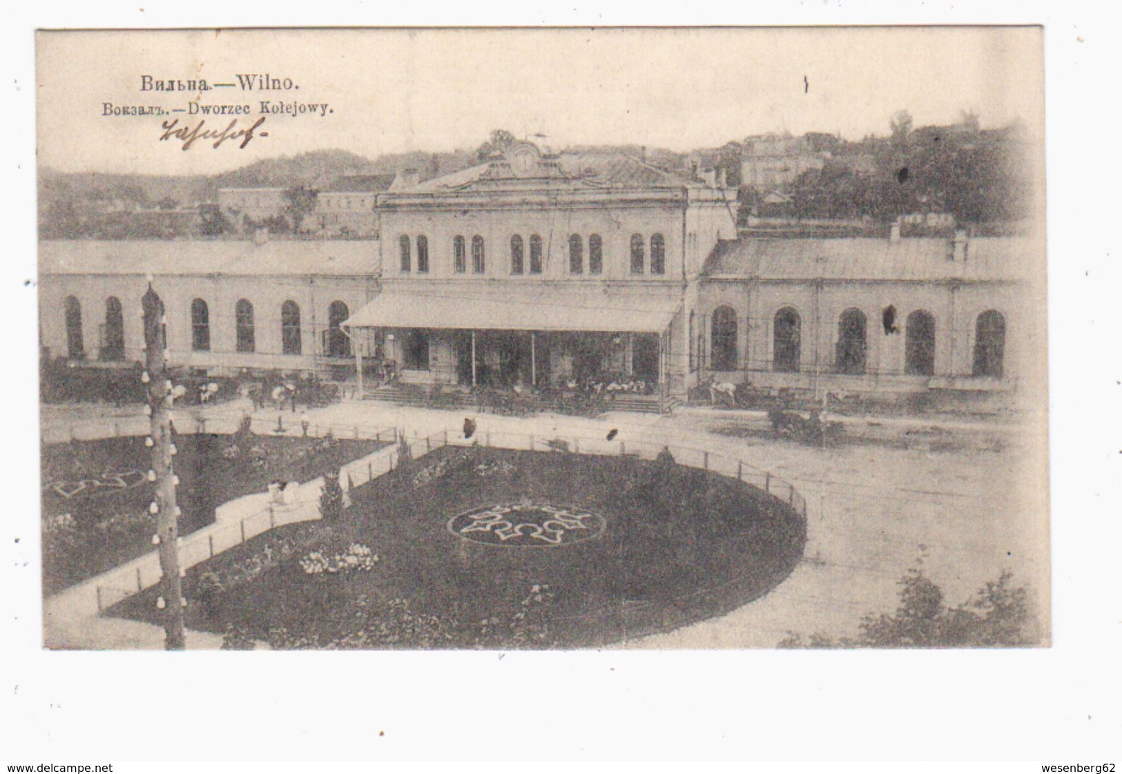 Wilna Bahnhof Railway Station 1915 OLD POSTCARD 2 Scans - Litauen