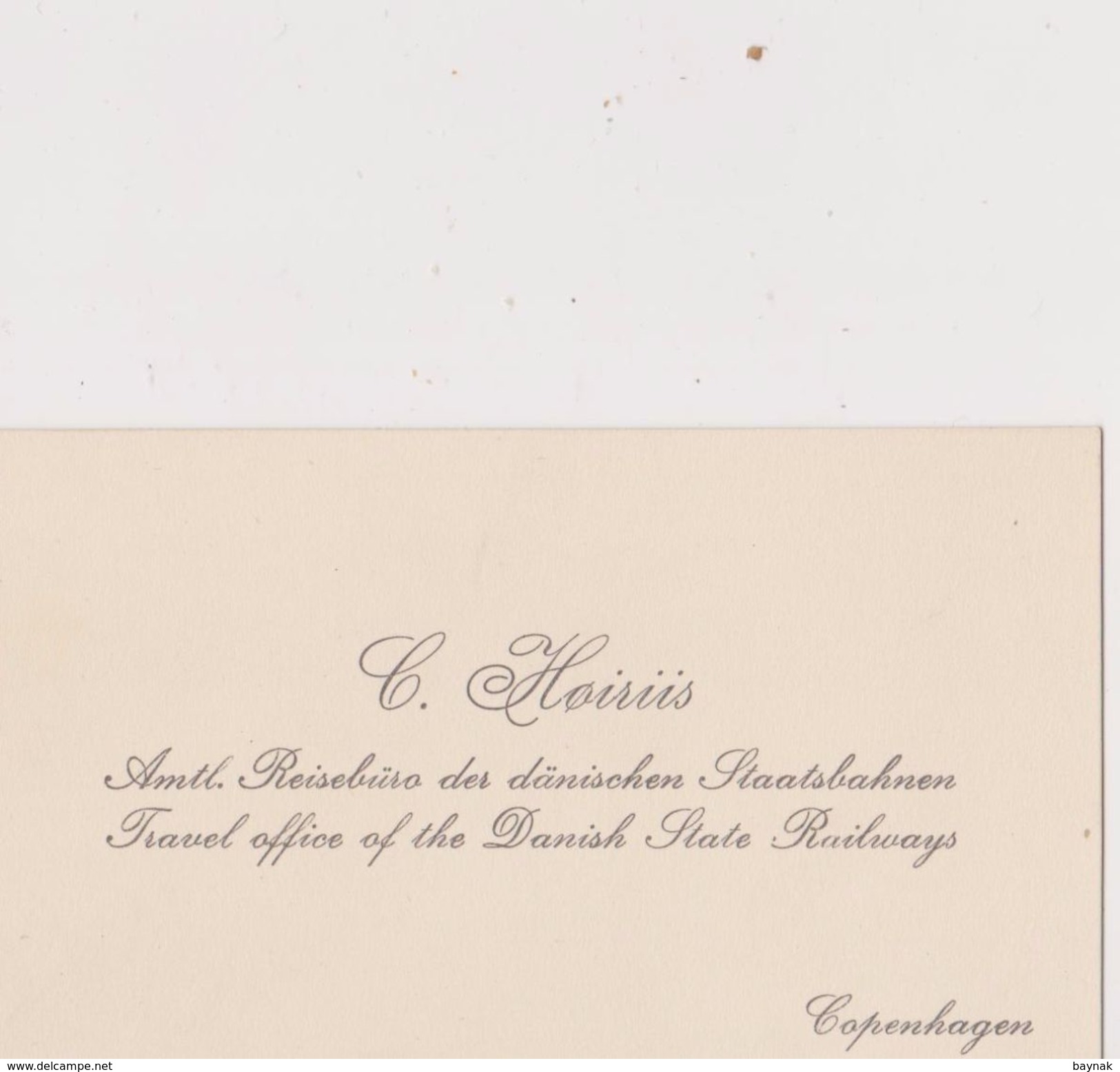 DENMARK, COPENHAGEN  --   VISITING CARD  --  C. HOIRIIS  --  TRAVEL OFFICE OF THE DANISH STATE RAILWIYS - Visitekaartjes