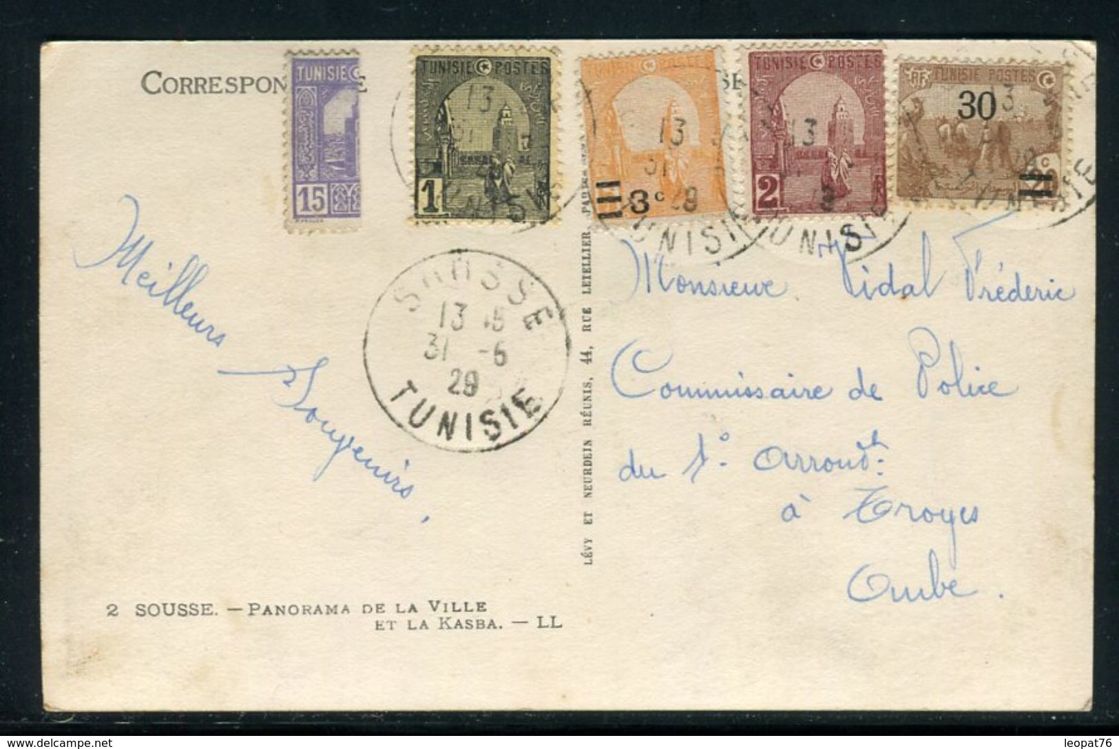 Tunisie - Affranchissement Plaisant Sur Carte Postale De Sousse En 1929 Pour La France - Ref N 166 - Briefe U. Dokumente